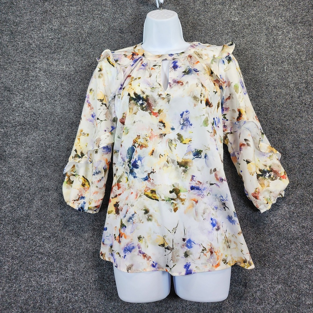 Anthropologie Dolan Araminta Ruffled Top Floral Cut Out Boho Romantic XS NWT